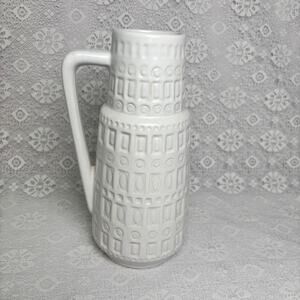 Vintage Scheurich 416-26 Inka White Handled Vase West Germany Ceramic Pitcher